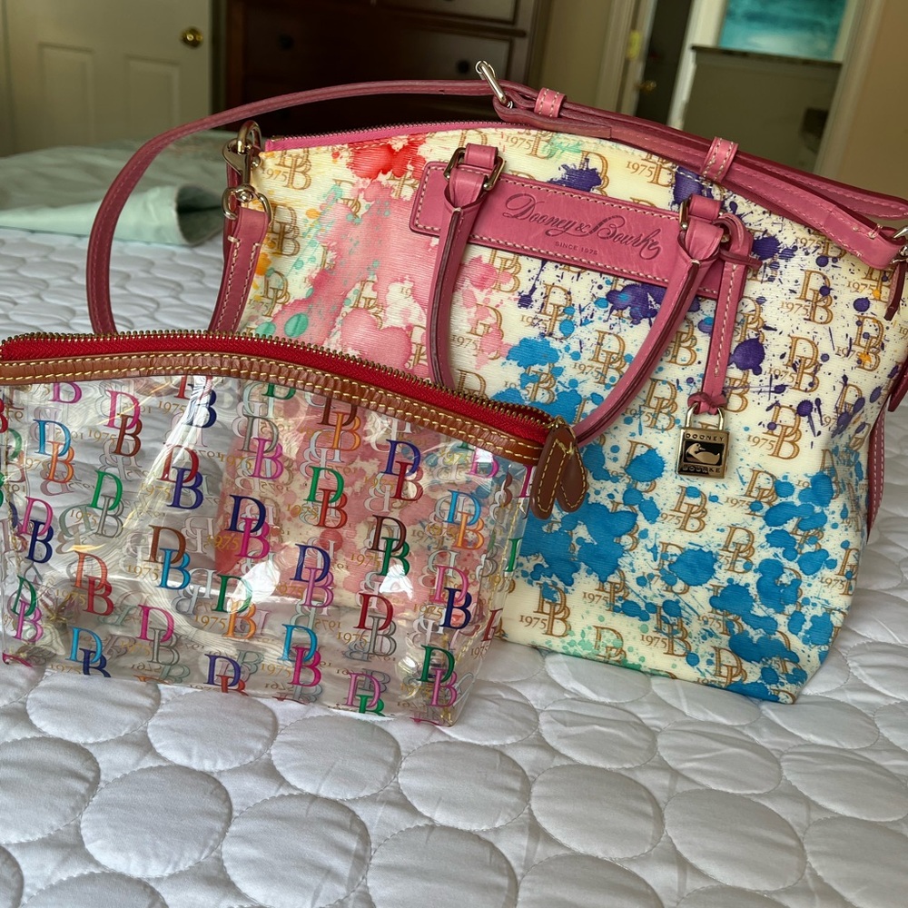 Dooney & Bourke Splash 1975  Vanessa Large Shoulder Satchel + bonus makeup bag